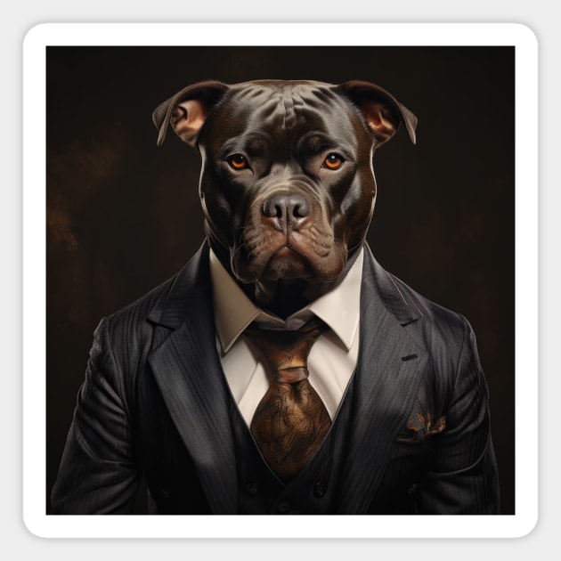 Staffordshire Bull Terrier Dog in Suit Magnet by Merchgard